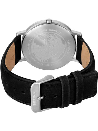 Angle shot of Bering 18640-402 Black Leather Unisex Watch on white background