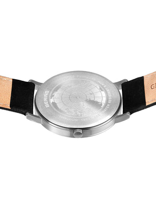 Angle shot of Bering 18640-402 Black Leather Unisex Watch on white background