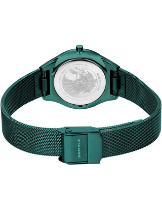 Angle shot of Bering 18729-888 Green Stainless Steel Womens Watch on white background