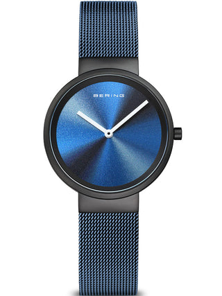 Front view of Bering 19031-327 Blue Stainless Steel Womens Watch on white background