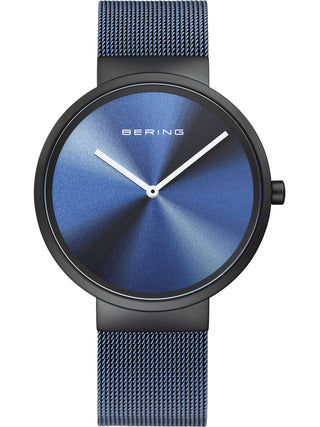 Front view of Bering 19039-327 Blue Stainless Steel Unisex Watch on white background