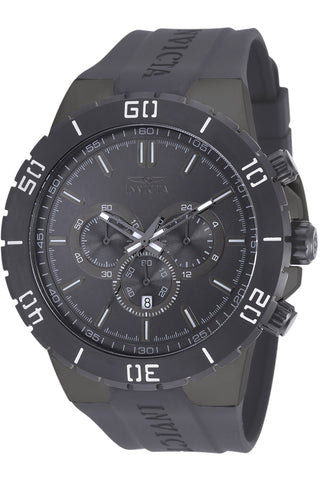 Front view of Invicta Pro Diver Chronograph INV19199 Grey Silicon Mens Watch on white background