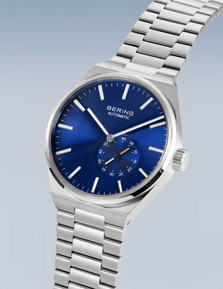 Angle shot of Bering 19441-707 Blue Dial Silver Stainless Steel Unisex Watch on white background