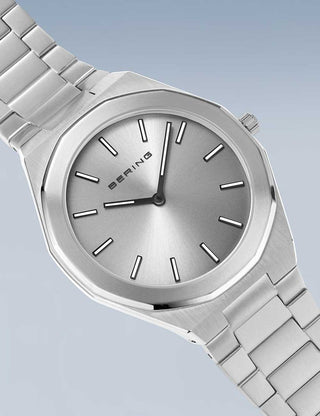 Angle shot of Bering 19641-700 Silver Stainless Steel Unisex Watch on white background