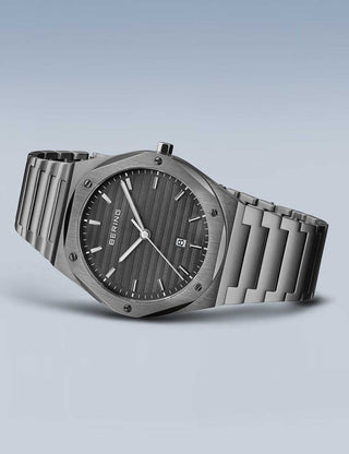 Angle shot of Bering 19742-777 Grey Stainless Steel Unisex Watch on white background