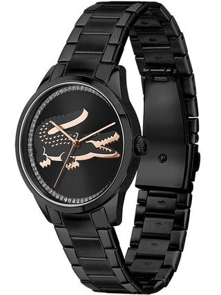 Angle shot of Lacoste 2001192 Black Stainless Steel Womens Watch on white background