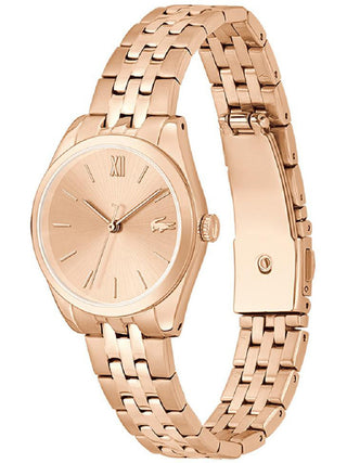 Angle shot of Lacoste 2001312 Rose Gold Stainless Steel Womens Watch on white background