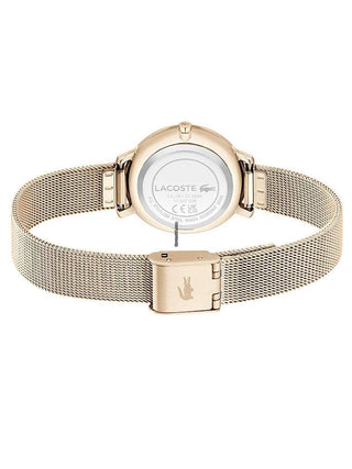 Angle shot of Lacoste 2001321 Silver Dial Rose Gold Stainless Steel Womens Watch on white background