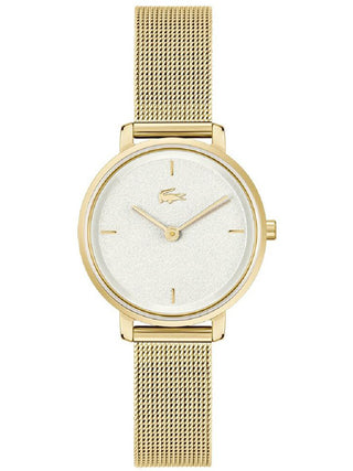 Front view of Lacoste 2001322 Silver Dial Gold Stainless Steel Womens Watch on white background