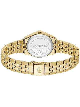 Angle shot of Lacoste 2001324 Silver Dial Gold Stainless Steel Womens Watch on white background