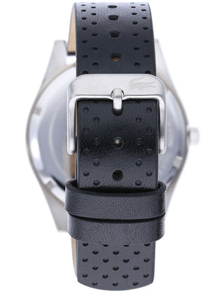 Angle shot of Lacoste 2010982 Black Leather Unisex Watch on white background