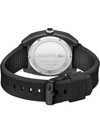 Angle shot of Lacoste 2011259 Black Silicone Unisex Watch on white background