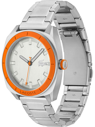 Angle shot of Lacoste 2011260 Silver Stainless Steel Unisex Watch on white background