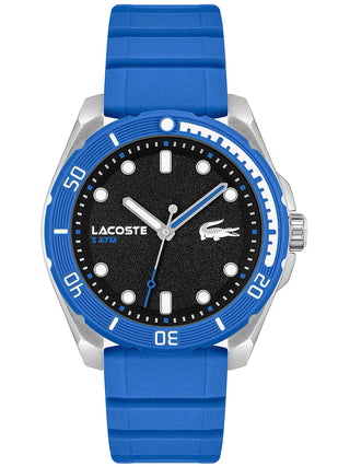 Front view of Lacoste 2011285 Blue Silicone Unisex Watch on white background