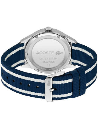 Angle shot of Lacoste 2011290 Blue Textile Unisex Watch on white background