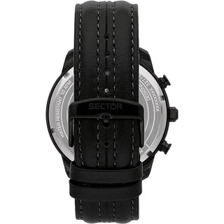 Angle shot of Sector Oversize Chronograph R3271602008 Black Leather Unisex Watch on white background