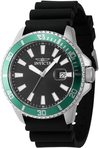 Front view of Invicta Pro Diver INV46129 Black Silicon Mens Watch on white background