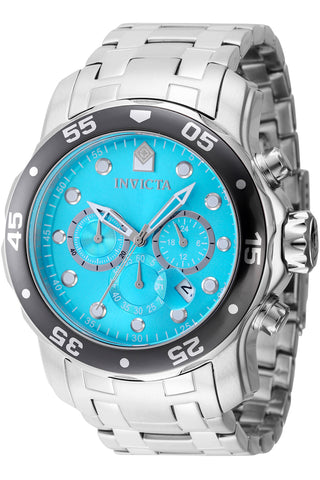 Front view of Invicta Pro Diver Chronograph INV47560 Grey Stainless Steel Mens Watch on white background