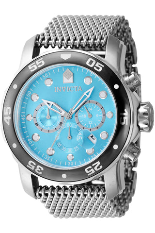 Front view of Invicta Pro Diver Chronograph INV47583 Grey Stainless Steel Mens Watch on white background