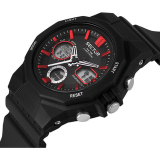 Angle shot of Sector Chronograph R3251238001 Black Silicone Unisex Watch on white background