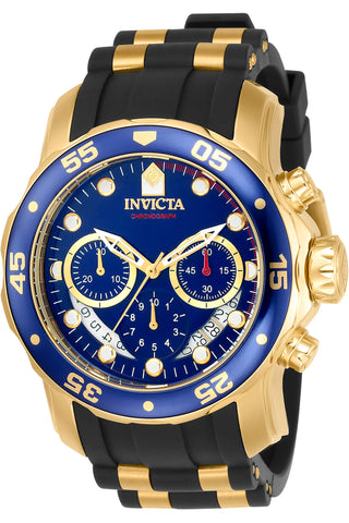 Front view of Invicta Pro Diver Chronograph INV6983 Blue Dial Grey Stainless Steel Mens Watch on white background