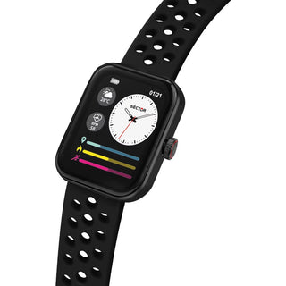 Angle shot of Sector R3251159001 Black Silicone Unisex Watch on white background