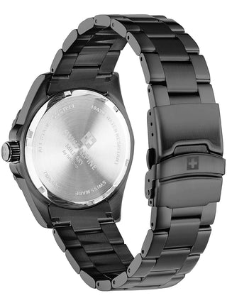 Angle shot of Swiss Alpine Military 7029.1179 Black Stainless Steel Unisex Watch on white background