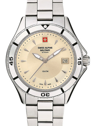 Front view of Swiss Alpine Military 7740.1138 Silver Stainless Steel Womens Watch on white background