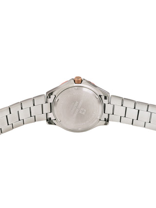 Angle shot of Swiss Alpine Military 7740.1153 Mother Of Pearl Dial Rose Gold Stainless Steel Womens Watch on white background