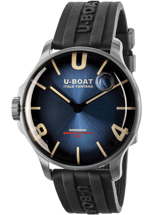 Angle shot of U-Boat 8704/D Blue Dial Black Strap Unisex Watch on white background