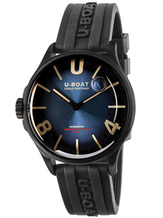 Angle shot of U-Boat 9020 Blue Dial Black Strap Unisex Watch on white background