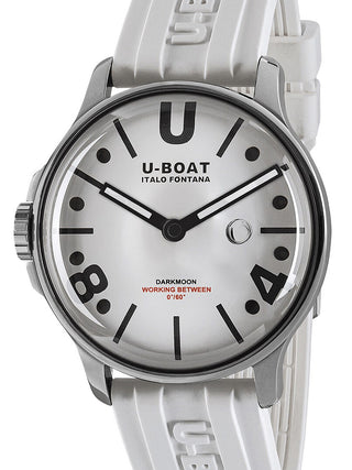 Front view of U-Boat 9542 White Unisex Watch on white background