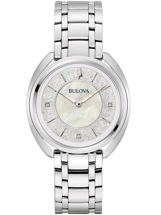 Front view of Bulova 96P240 Silver Stainless Steel Womens Watch on white background