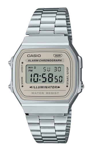 Front view of Casio A168WA-8 Unisex Watch on white background