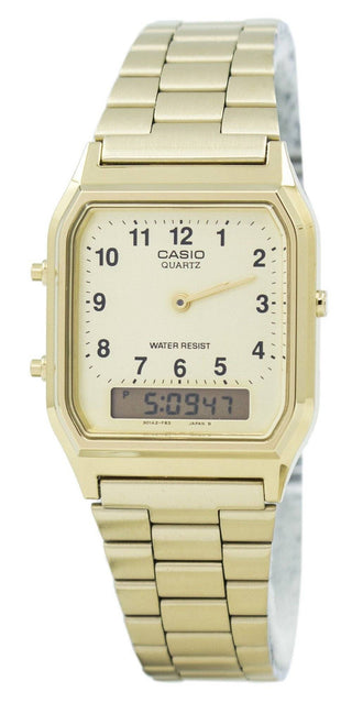 Front view of Casio AQ-230GA-9B Mens Watch on white background