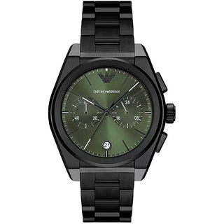 Front view of Emporio Armani Federico Chronograph AR11562 Mens Watch on white background