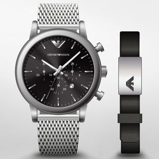 Angle shot of Emporio Armani Luigi Special Pack + Bracelet AR80062SET Mens Watch on white background