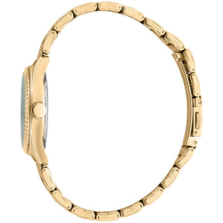 Angle shot of Esprit Charlie ES1L291M0105 Green Dial Gold Stainless Steel Womens Watch on white background