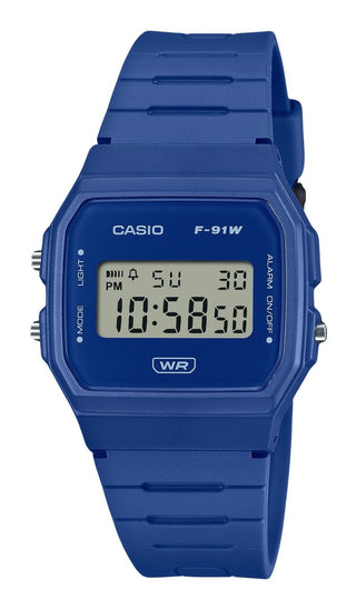 Front view of Casio F-91WB-2A1 Unisex Watch on white background