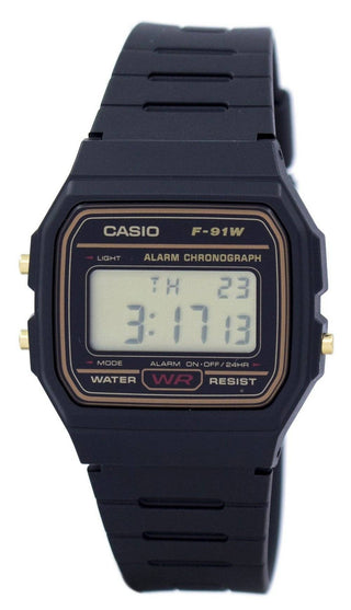 Front view of Casio F-91WG-9S Mens Watch on white background