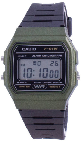 Front view of Casio F-91WM-3A Mens Watch on white background