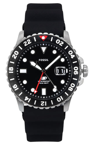 Front view of Fossil Blue Gmt FS6036 Mens Watch on white background