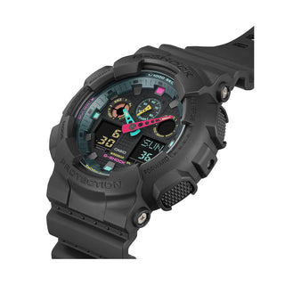 Angle shot of Casio G-Shock GA-100MF-1AER Black Resin Mens Watch on white background