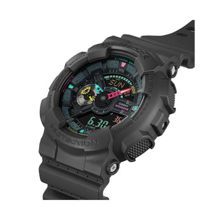 Angle shot of Casio G-Shock GA-110MF-1AER Black Resin Mens Watch on white background