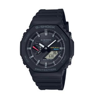 Front view of Casio G-Shock GA-B2100-1AER Black Resin Mens Watch on white background