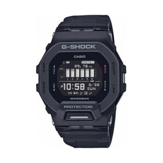 Front view of Casio G-Shock GBD-200-1ER Black Resin Mens Watch on white background