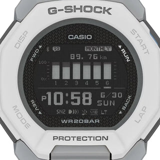 Angle shot of Casio G Squad Sunny Side Style GBD-300-7ER Mens Watch on white background