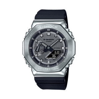 Front view of Casio Oak Metal Covered Steel GM-2100-1AER Mens Watch on white background