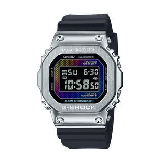 Front view of Casio The Origin Metal Covered Rainbow Brick Wall Serie GM-5600RW-1ER Mens Watch on white background