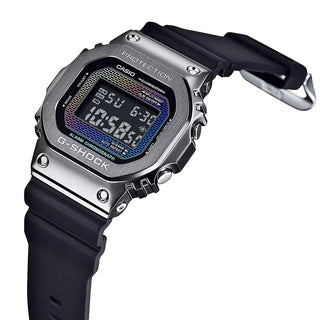 Angle shot of Casio The Origin Metal Covered Rainbow Brick Wall Serie GM-5600RW-1ER Mens Watch on white background